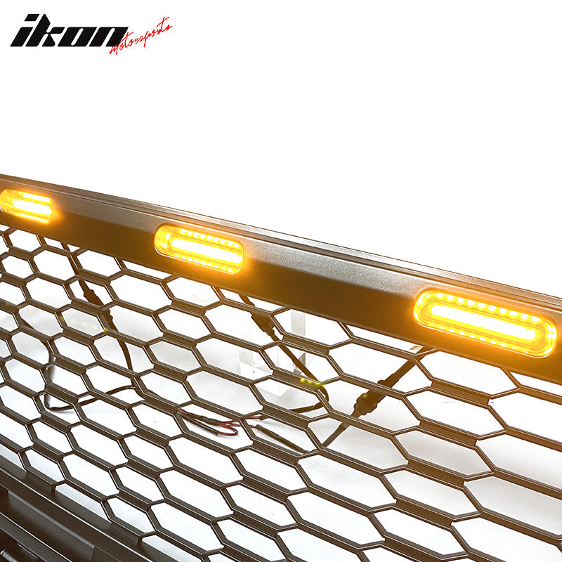 2021-2023 Ford F-150 Grill R Style Front Mesh Car Grille w/ LED ABS