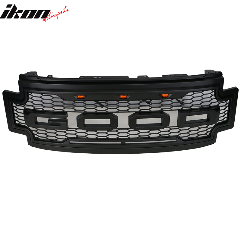 2017-2019 F-250 F-350 R Style Front Bumper Hood Grille Matte Black