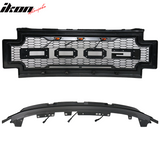2017-2019 F-250 F-350 R Style Front Bumper Hood Grille Matte Black