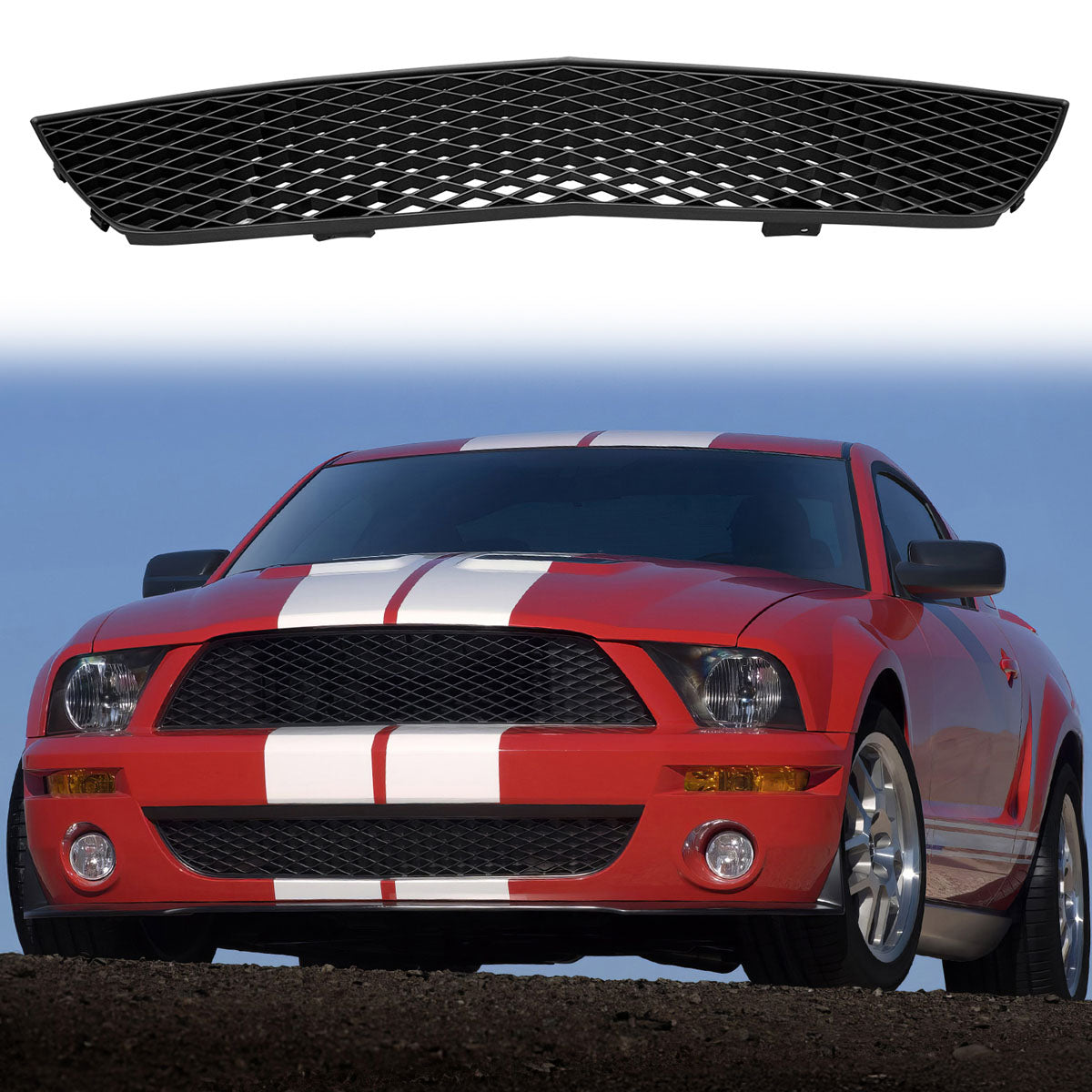 2007-2009 Ford Mustang GT500 OE Front Bumper Upper Mesh Grille ABS