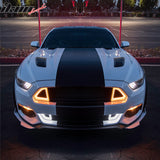 2015-2017 Ford Mustang Front Hood Grille White DRL LED w/ Turn Signal