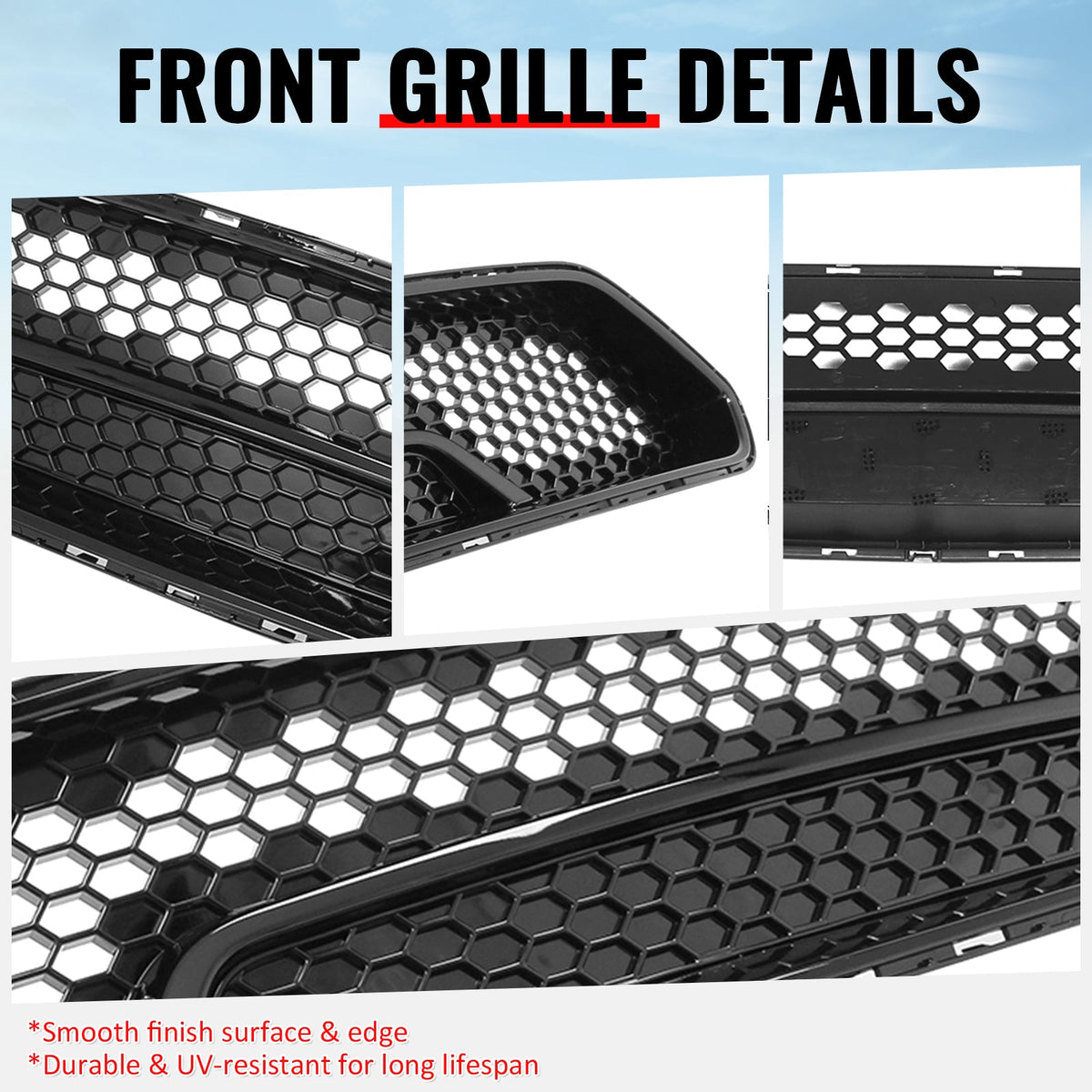 2018-2023 Ford Mustang Shelby Super Snake Style Grille Gloss Black PP Front Bumper Hood Grill Assembly