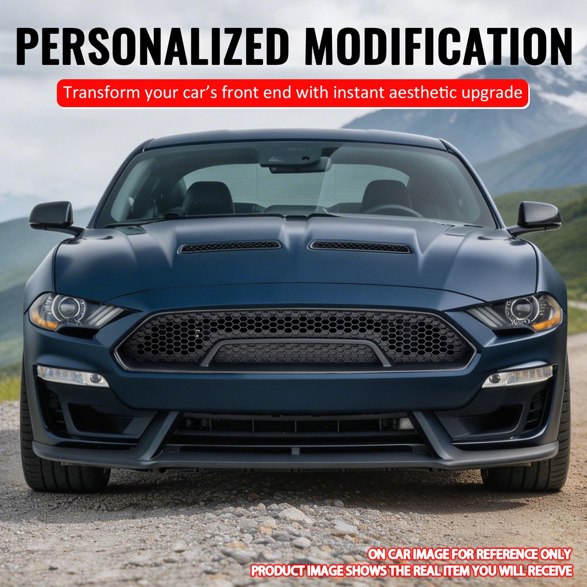 2018-2023 Ford Mustang Shelby Super Snake Style Grille Gloss Black PP Front Bumper Hood Grill Assembly