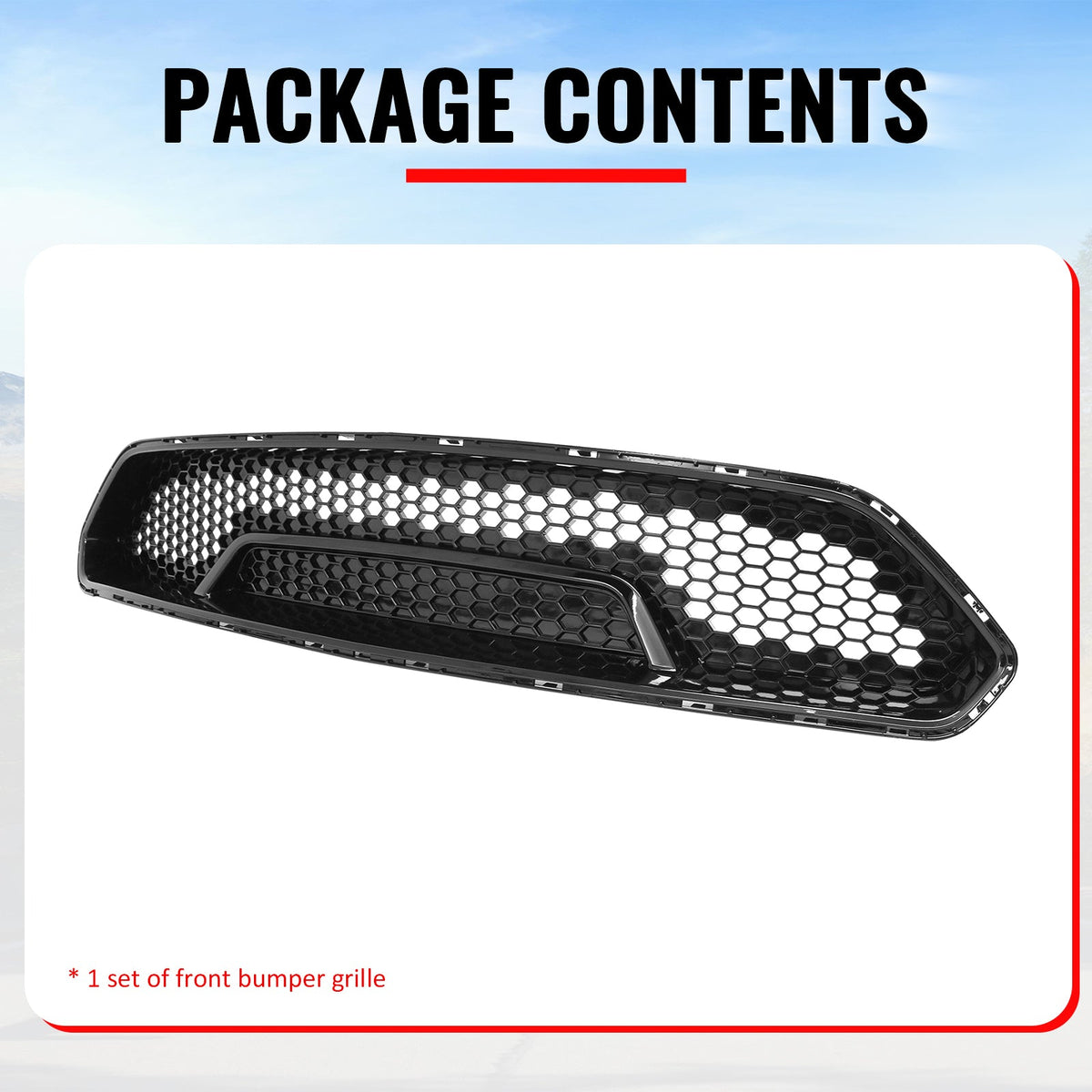 2018-2023 Ford Mustang Shelby Super Snake Style Grille Gloss Black PP Front Bumper Hood Grill Assembly