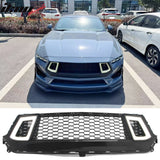 2024-2026 Ford Mustang Front Upper LED Grille Gloss Black ABS V2 Style