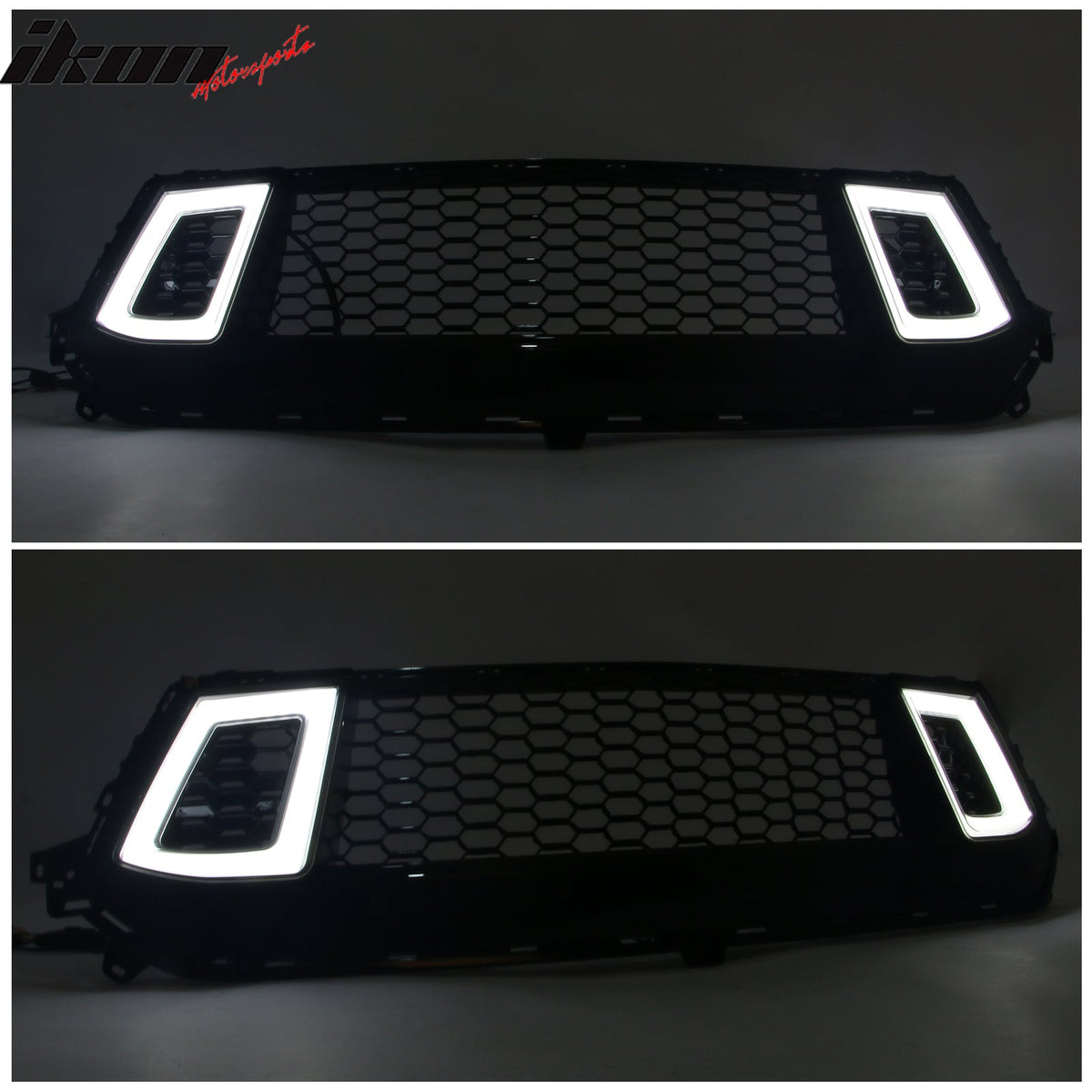 2024-2026 Ford Mustang Front Upper LED Grille Gloss Black ABS V2 Style