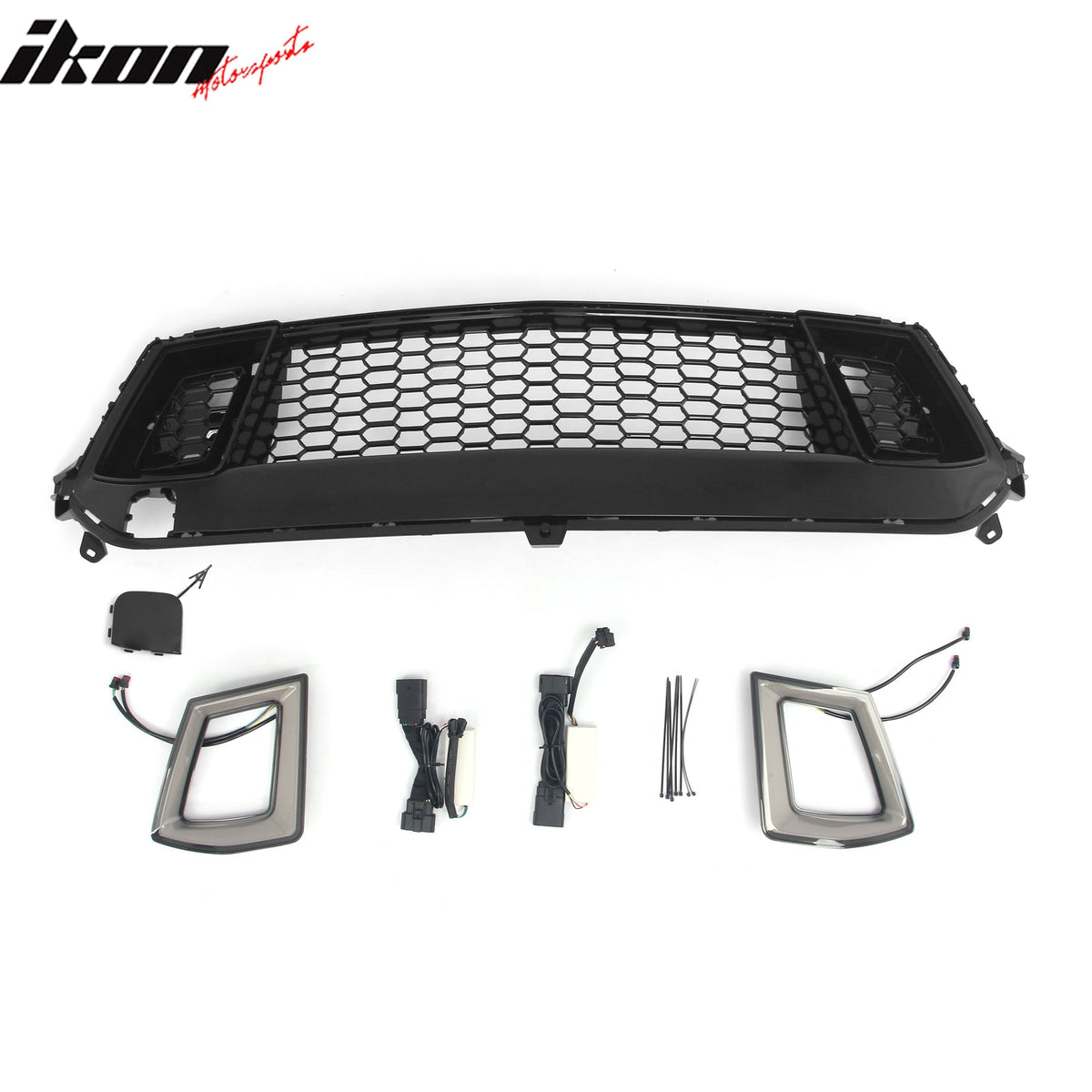 2024-2026 Ford Mustang Front Upper LED Grille Gloss Black ABS V2 Style