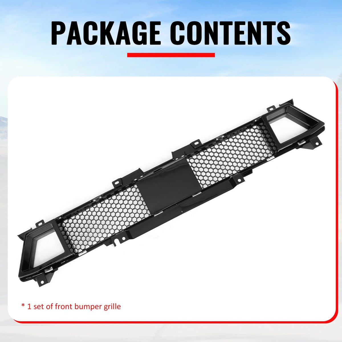 2024-2026 Ford Mustang GT Fog Light Cover & Upper Lower Grille Shelby Super Snake Style Gloss Black ABS Plastic Fog Lamp Decoration Bezel