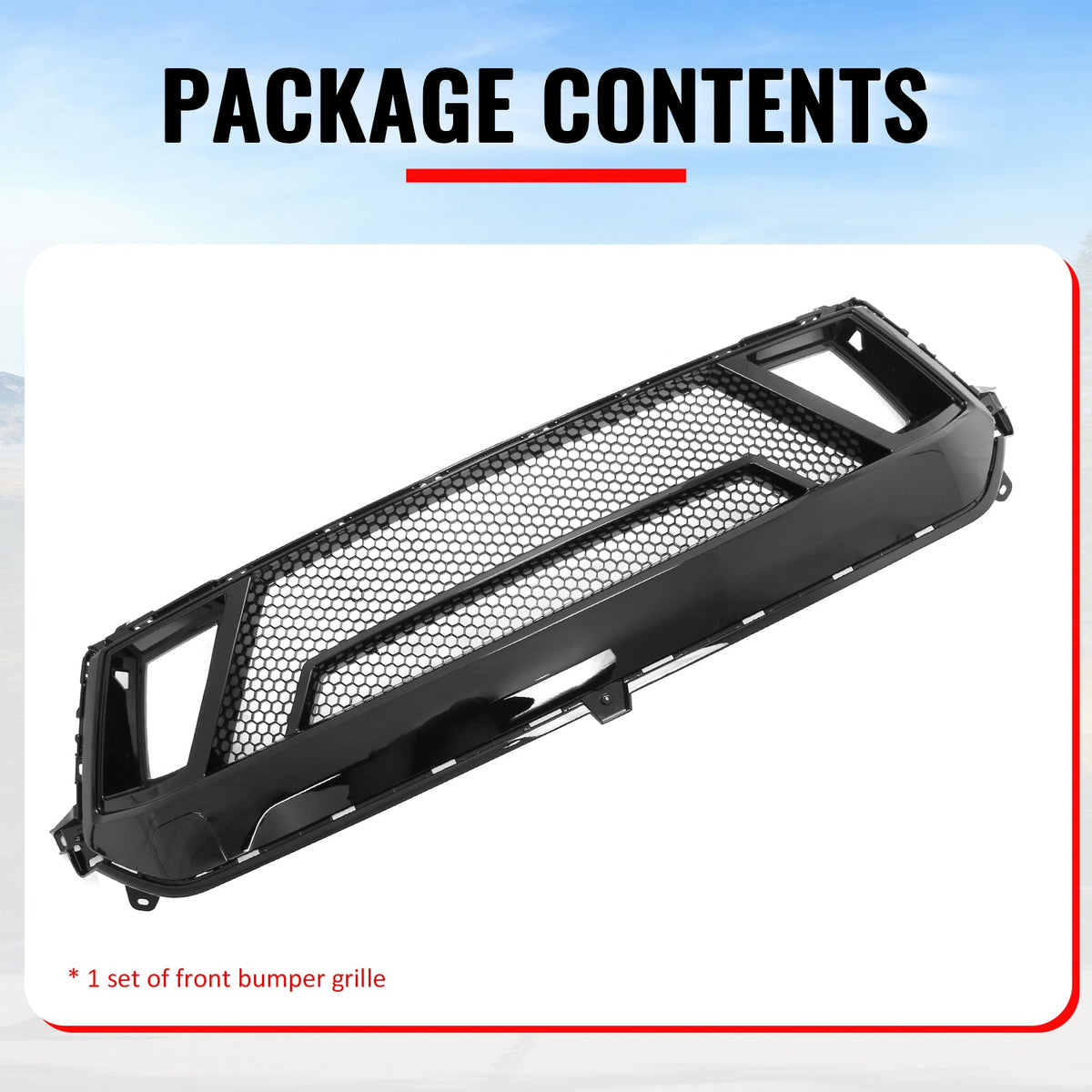 2024-2026 Ford Mustang GT Fog Light Cover & Upper Lower Grille Shelby Super Snake Style Gloss Black ABS Plastic Fog Lamp Decoration Bezel