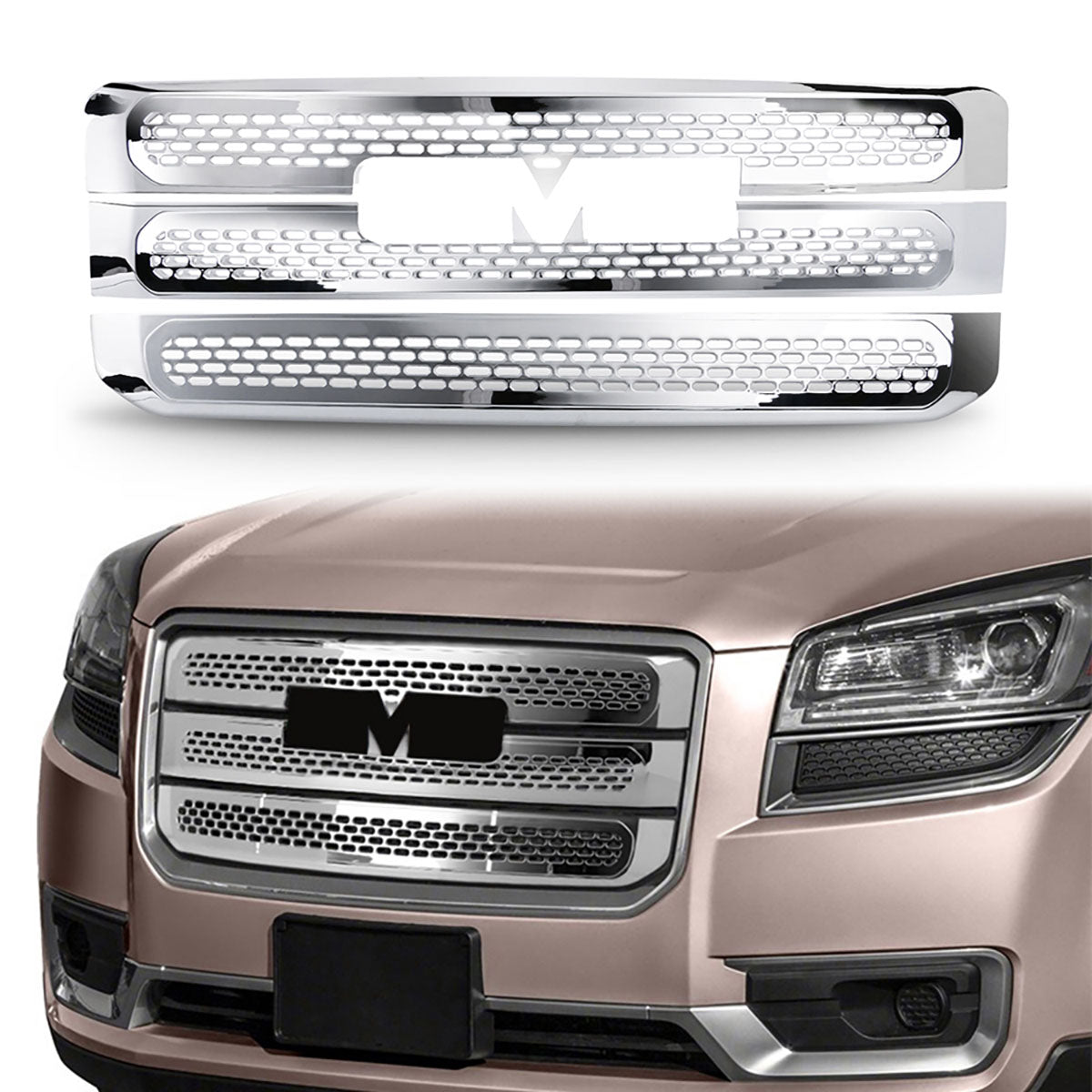 2013-2016 GMC Acadia SL/SLE/SLT Chrome Tape On Grille Overlay 3 Bar