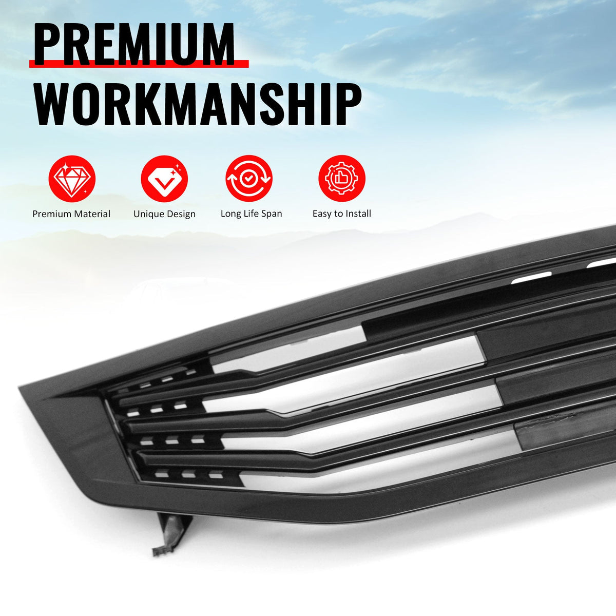 2011-2012 Honda Accord Sedan 4-Door Front Upper Grille Mugen Style Black Replacement Front Bumper Hood Grill