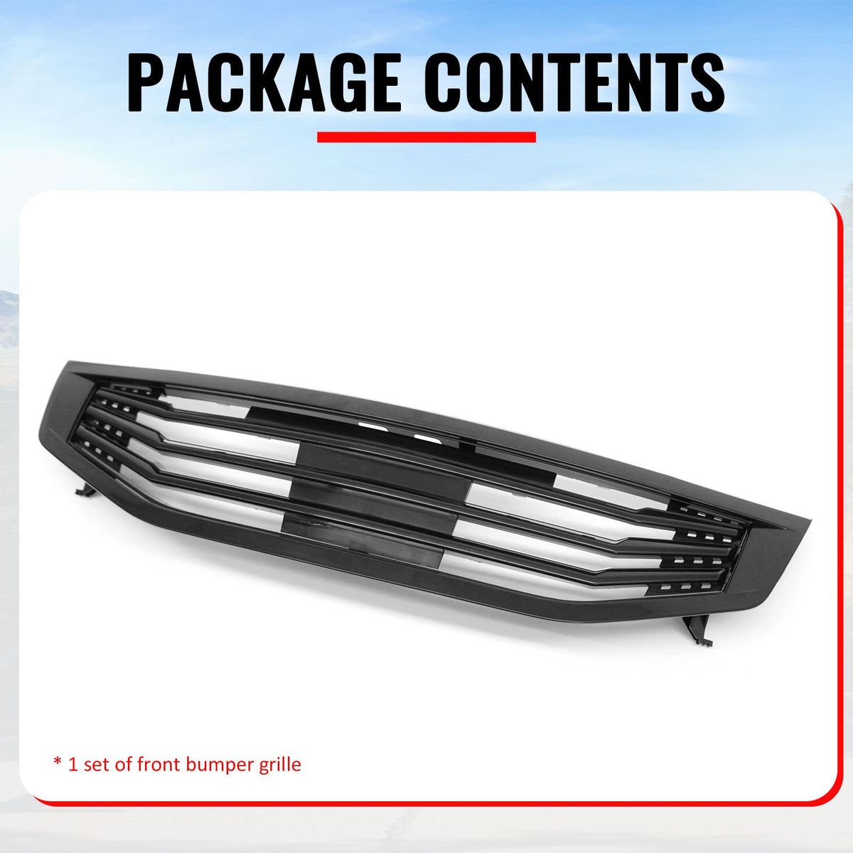 2011-2012 Honda Accord Sedan 4-Door Front Upper Grille Mugen Style Black Replacement Front Bumper Hood Grill