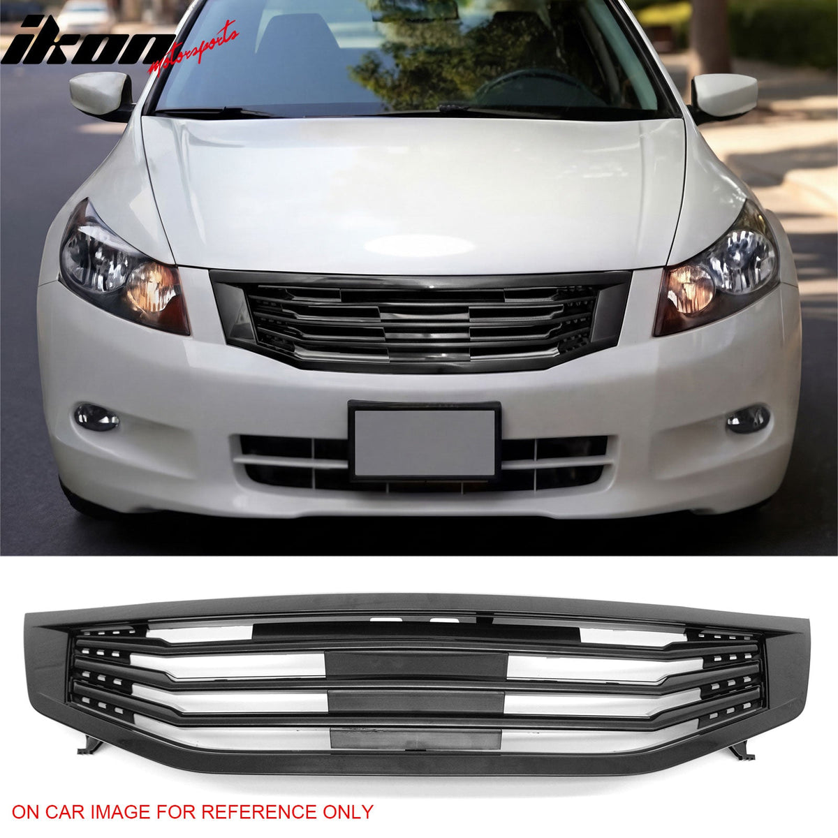 2011-2012 Honda Accord Sedan 4-Door Front Upper Grille Mugen Style Black Replacement Front Bumper Hood Grill