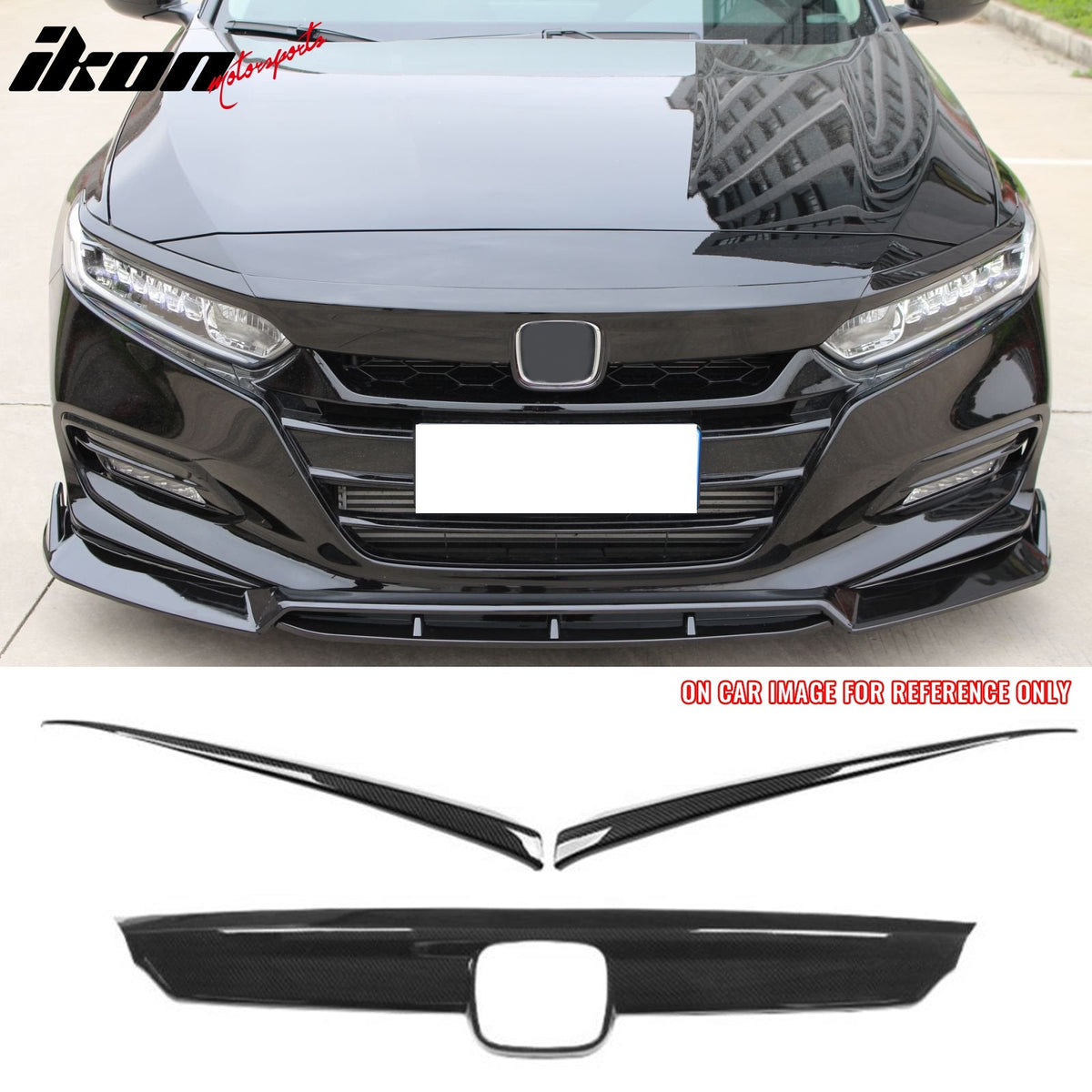 2018-2020 Honda Accord OE Style Carbon Fiber Print Front Bumper Grille Cover ABS