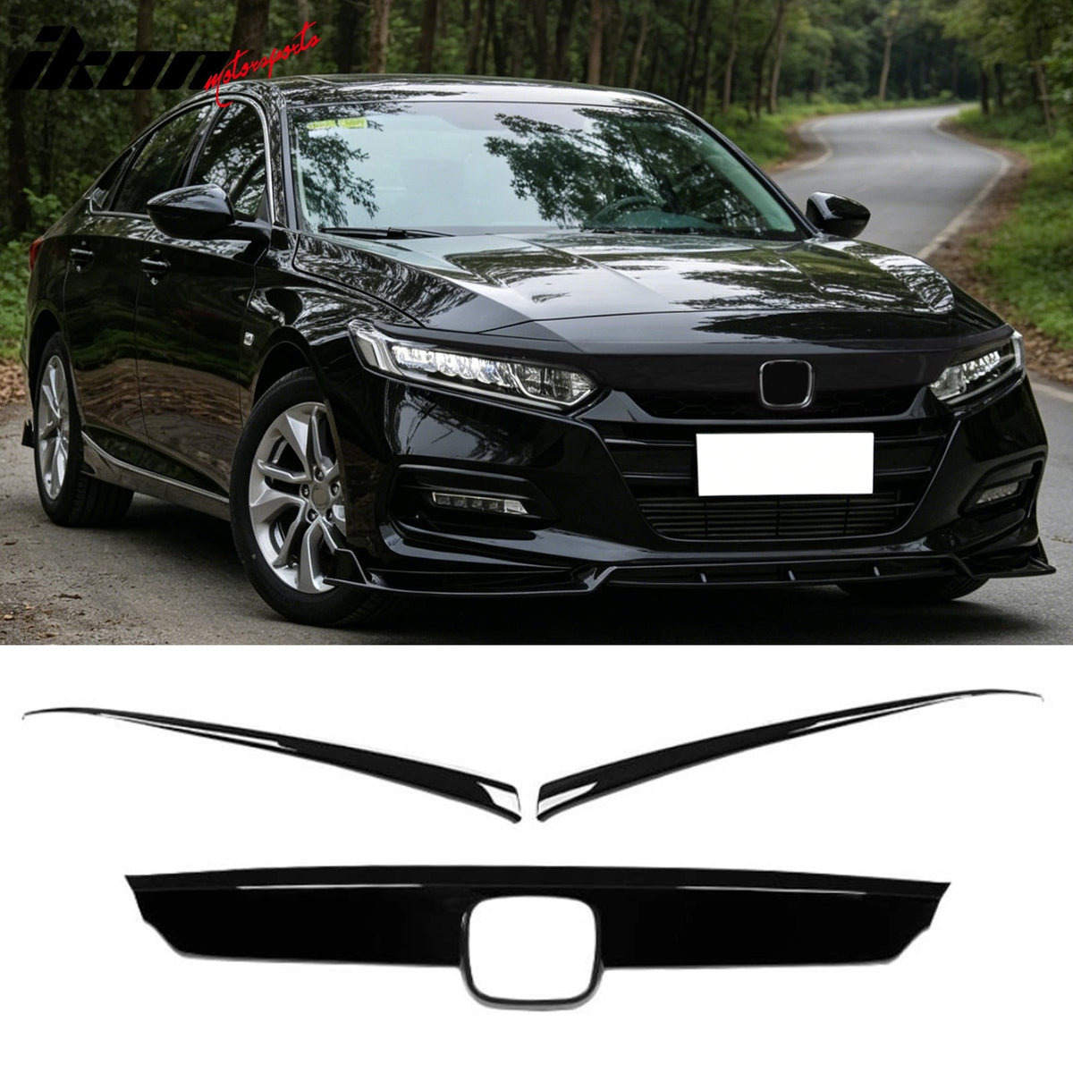 2018-2020 Honda Accord OE Style Gloss Black Front Bumper Grille Cover ABS