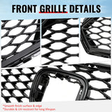 2023-2026 Honda Accord 11th Gen Front Bumper Upper Hood Honeycomb Grille Replacement TR Style ASB Plastic Gloss Black