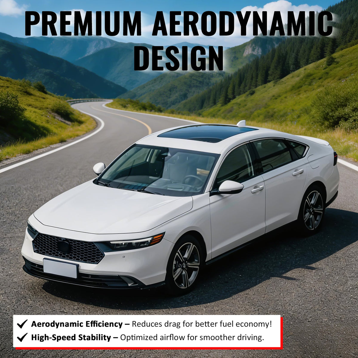 2023-2026 Honda Accord 11th Gen Front Bumper Upper Hood Honeycomb Grille Replacement TR Style ASB Plastic Gloss Black