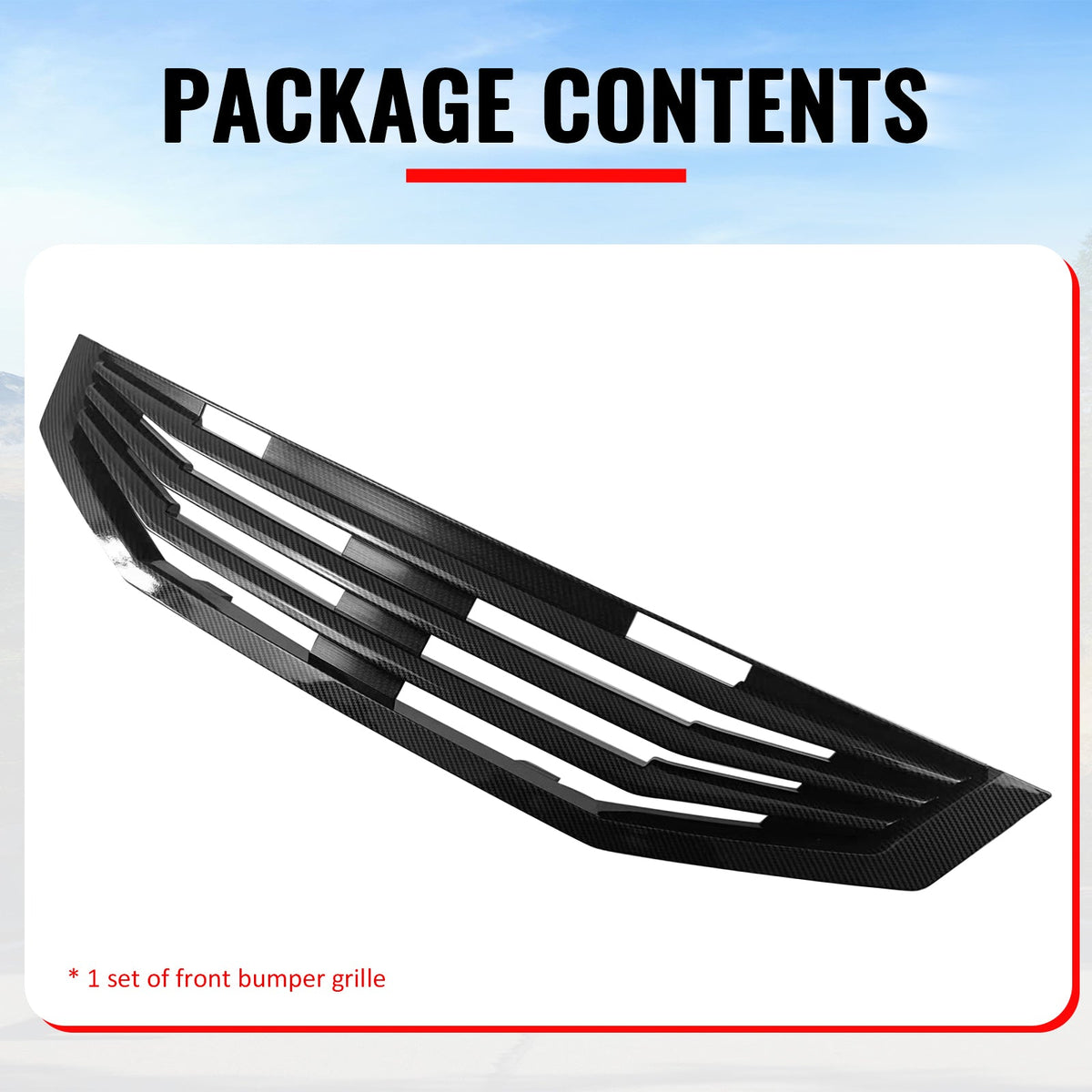 2008-2010 Honda Accord Coupe 2-Door Mugen Style Front Bumper Upper Grille Replacement Carbon Fiber Print ABS