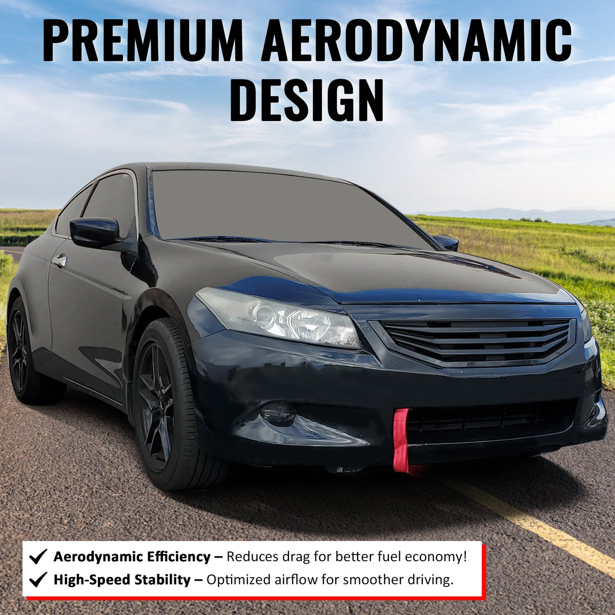 2008-2010 Honda Accord Coupe 2-Door Mugen Style Front Bumper Upper Grille Replacement Gloss Black ABS