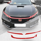 2016-2021 Honda Civic Type R Style Red 3Pc Grille Trim ABS