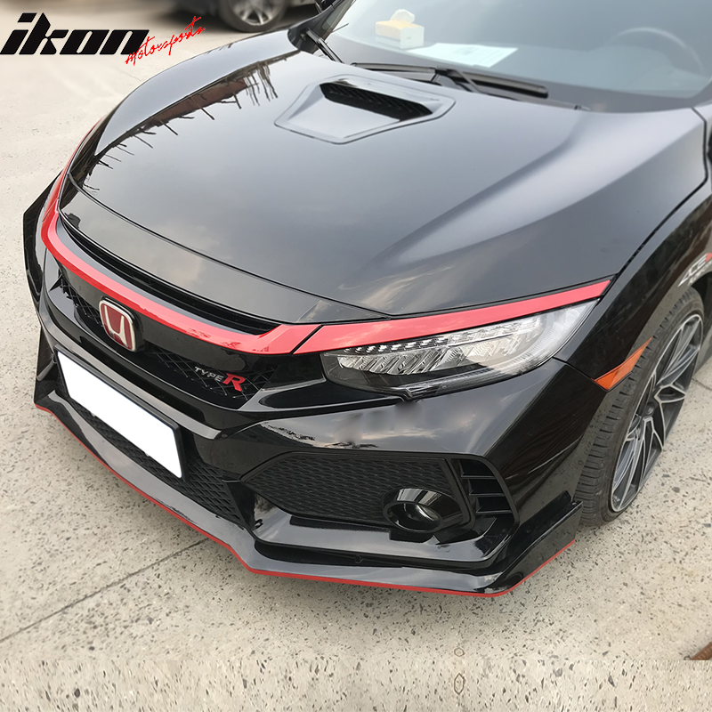 2016-2021 Honda Civic Type R Style Red 3Pc Grille Trim ABS