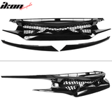 2016-2021 Honda Civic IKON Style Gloss Black Front Bumper Grille ABS