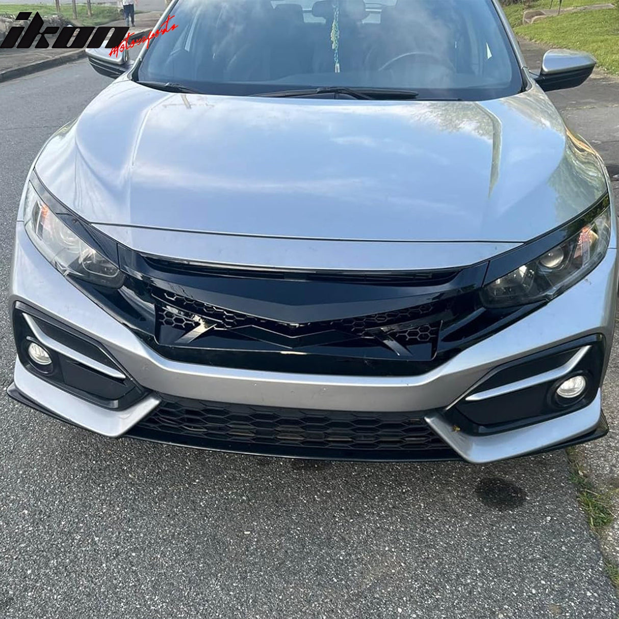 2016-2021 Honda Civic IKON Style Gloss Black Front Bumper Grille ABS
