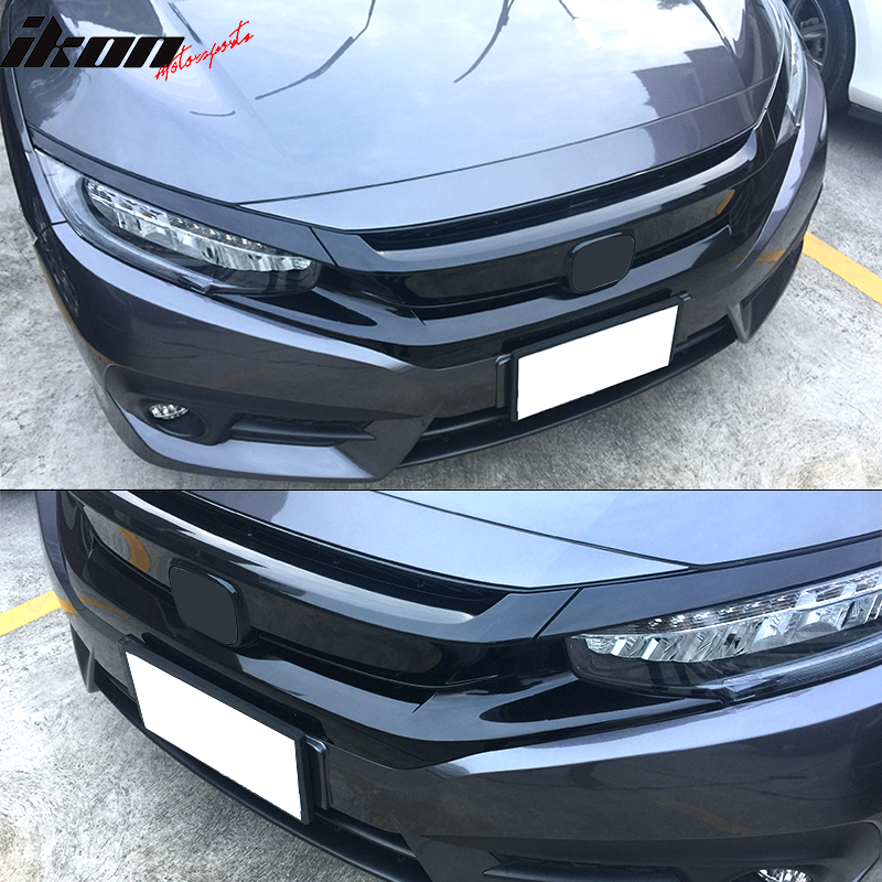 2016-2021 Honda Civic 10th Gen Mesh Gloss Black Front Bumper Car Grill
