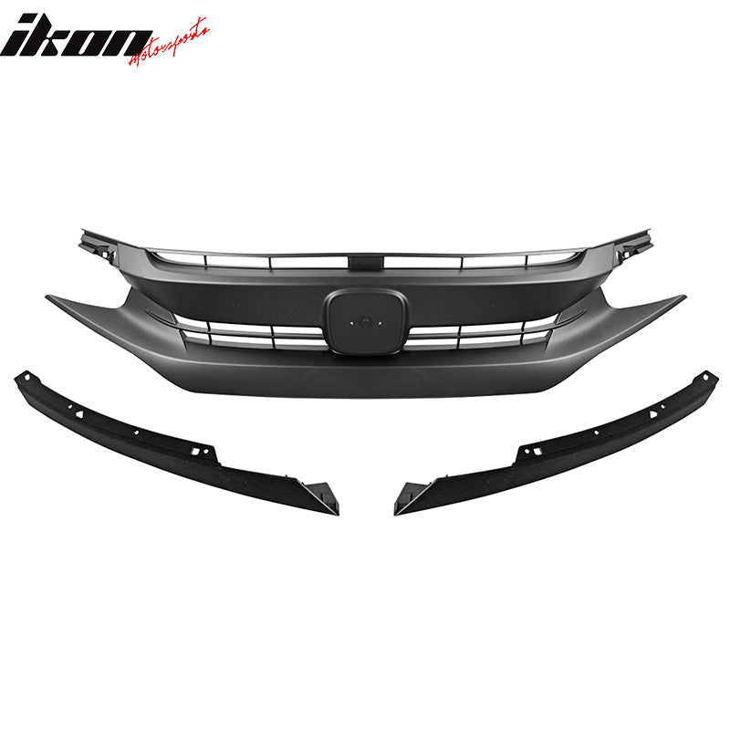 2016-2021 Honda Civic 10th OEM Matte Black Front Bumper Hood Grille