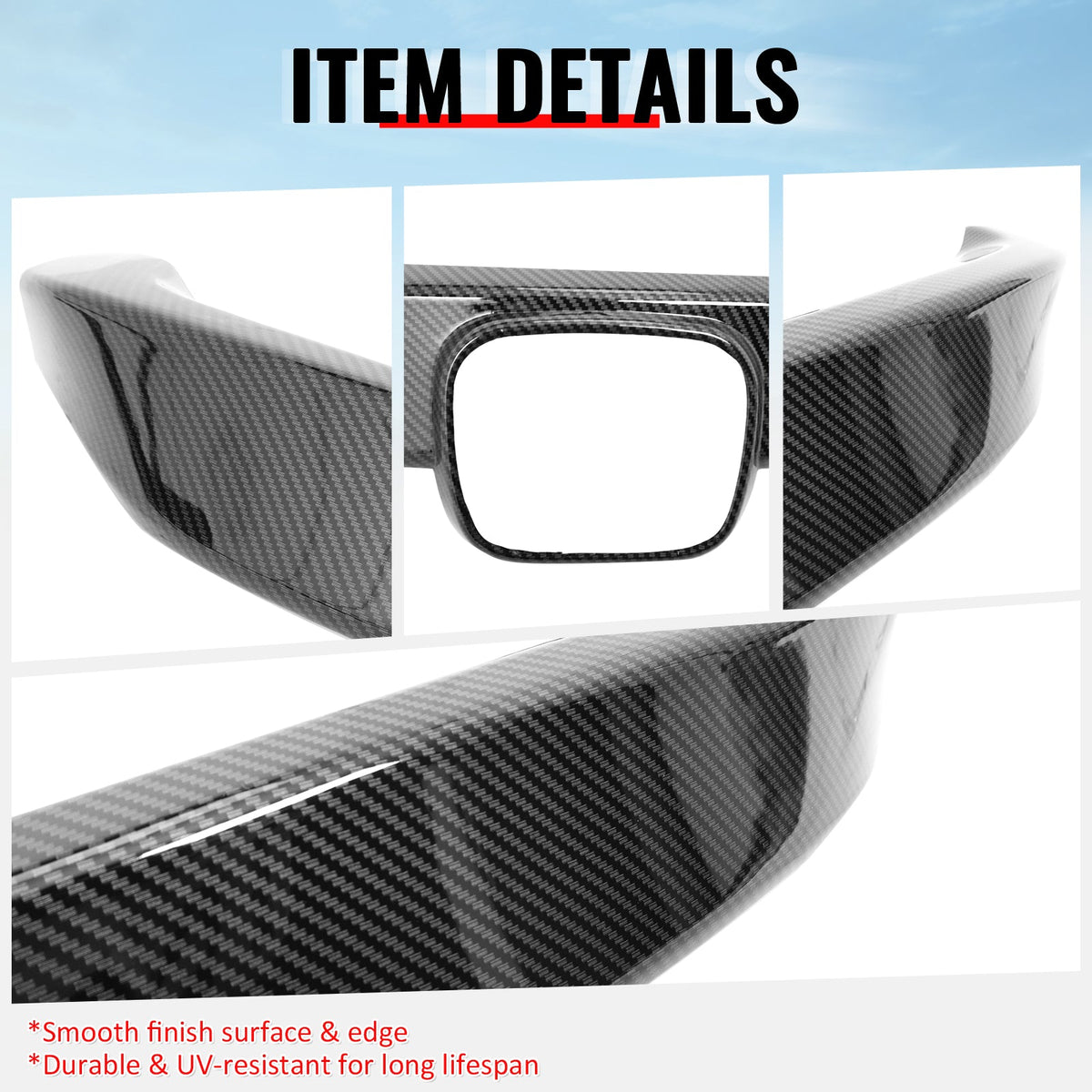 2016-2021 Honda Civic OE Style Carbon Fiber Print Grille Cover ABS