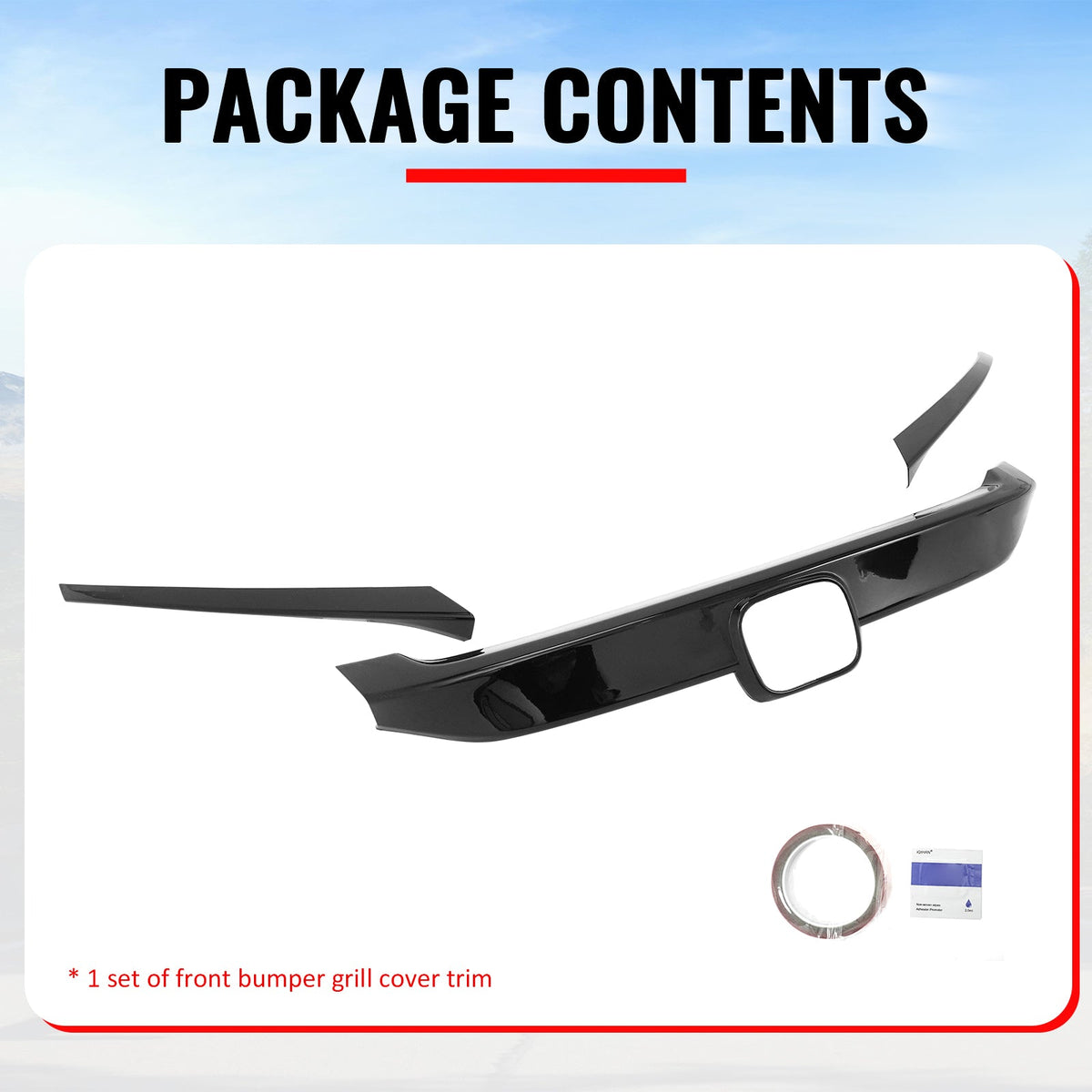 Bumper Grille Cover for Honda Civic 2016-2021 OE Style Gloss Black ABS