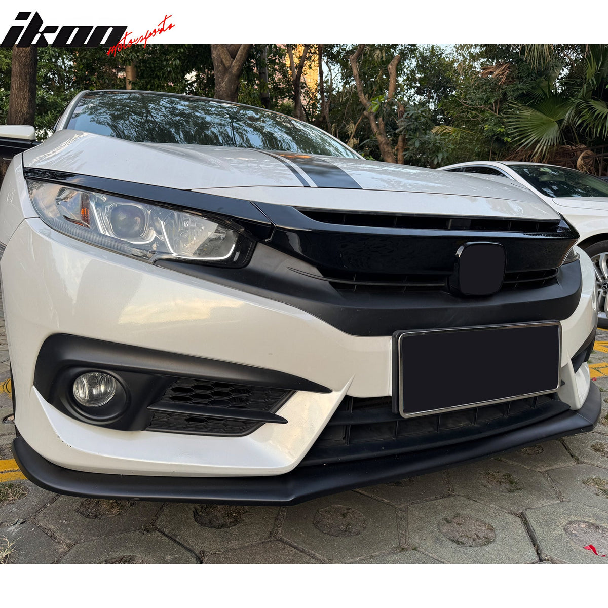 Bumper Grille Cover for Honda Civic 2016-2021 OE Style Gloss Black ABS