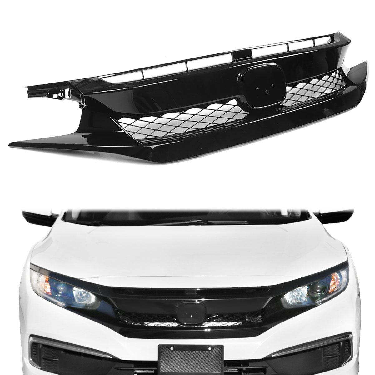 2019-2021 Honda Civic T-R Sedan Coupe Front Bumper Mesh Grille ABS