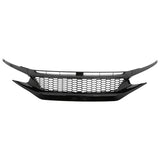 2019-2021 Honda Civic Gloss Black Honeycomb Front Upper Grille ABS