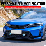 2022-2024 Honda Civic 11th Gen Hatchback & Si Front Bumper Upper Hood Honeycomb Grille Replacement Varis Style ASB Plastic Gloss Black