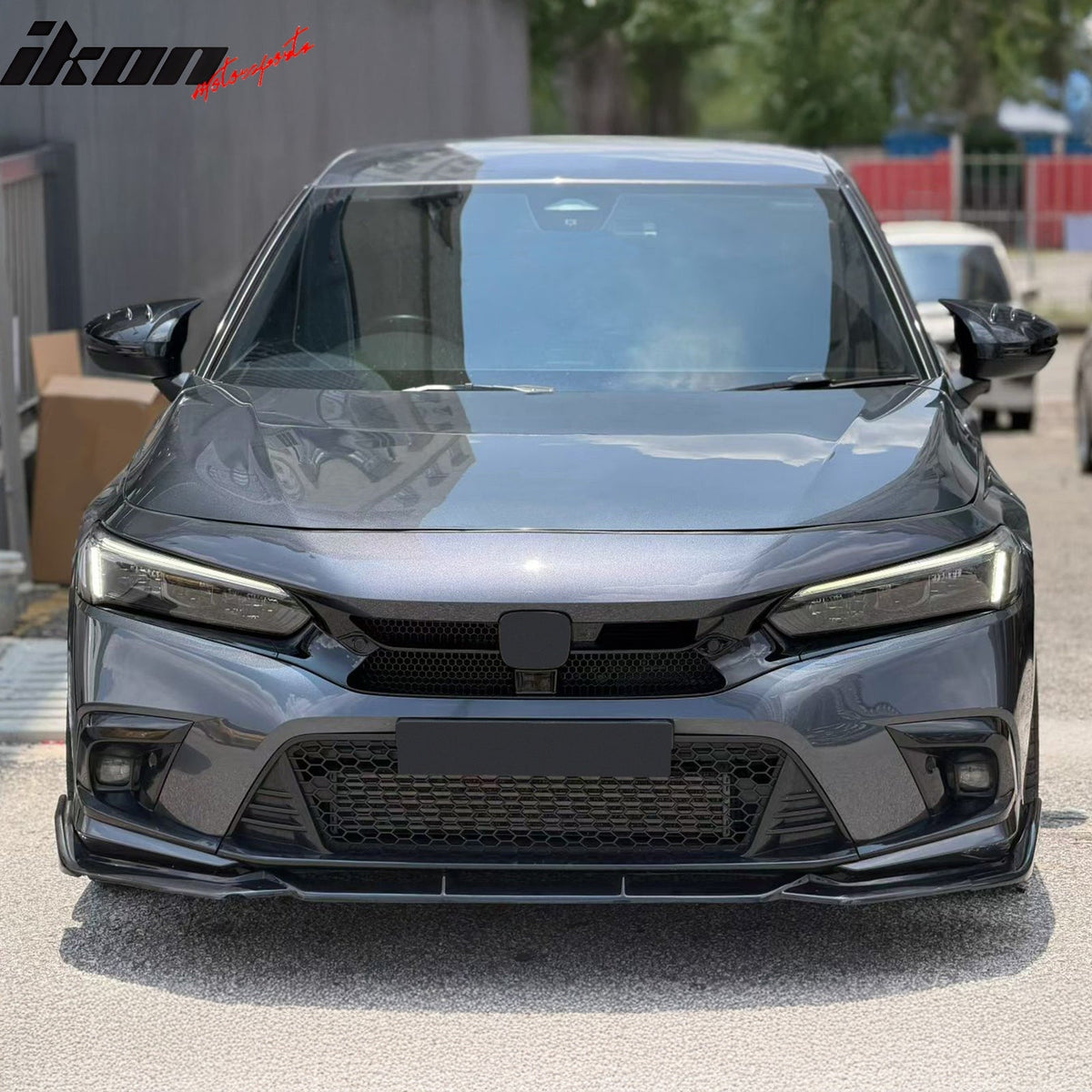 2022-2024 Honda Civic 11th Gen Hatchback & Si Front Bumper Upper Hood Honeycomb Grille Replacement Varis Style ASB Plastic Gloss Black