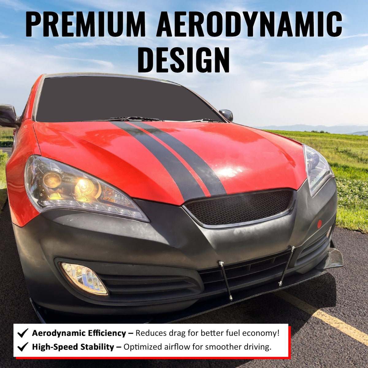2010-2012 Hyundai Genesis Coupe Honeycomb Style Front Bumper Upper Grille Replacement Matte Black ABS
