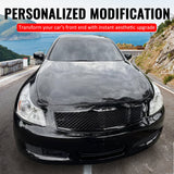 2007-2008 Infiniti G35 & 2009 G37 Sedan Honeycomb Style Front Bumper Upper Grille Replacement Gloss Black ABS