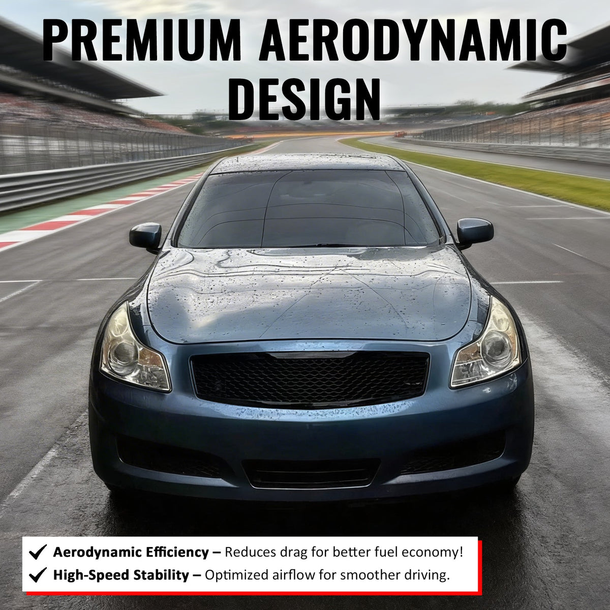 2007-2008 Infiniti G35 & 2009 G37 Sedan Honeycomb Style Front Bumper Upper Grille Replacement Gloss Black ABS