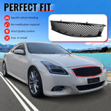 2008-2013 Infiniti G37 Coupe & 2014-2015 Q60 Honeycomb Style Front Bumper Upper Grille Replacement Gloss Black ABS