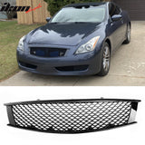 2008-2013 Infiniti G37 Coupe & 2014-2015 Q60 Honeycomb Style Front Bumper Upper Grille Replacement Gloss Black ABS