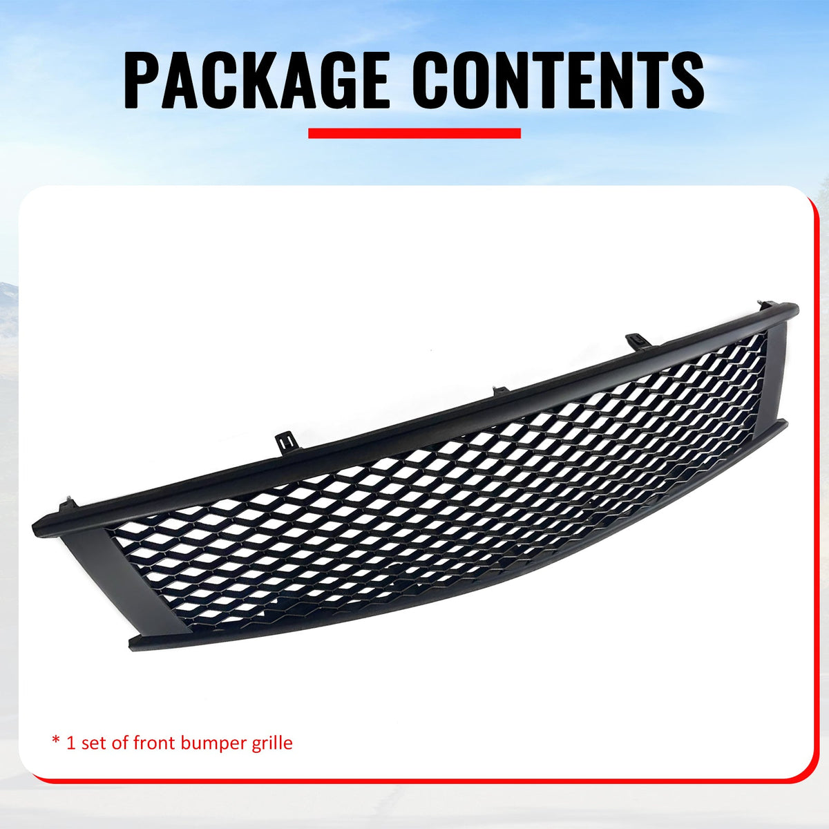 2008-2013 Infiniti G37 Coupe & 2014-2015 Q60 Honeycomb Style Front Bumper Upper Grille Replacement Matte Black ABS