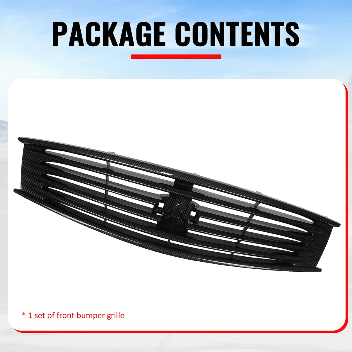 2008-2013 Infiniti G37 Coupe & 2014-2015 Q60 OE Style Front Bumper Upper Grille Replacement Carbon Fiber Print ABS