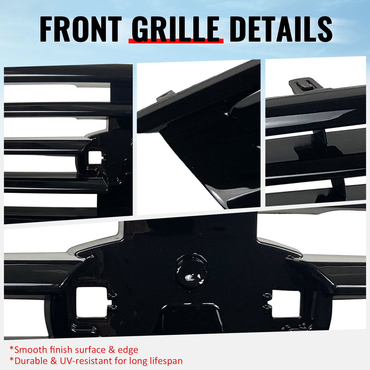 2008-2013 Infiniti G37 Coupe & 2014-2015 Q60 OE Style Front Bumper Upper Grille Replacement Gloss Black ABS