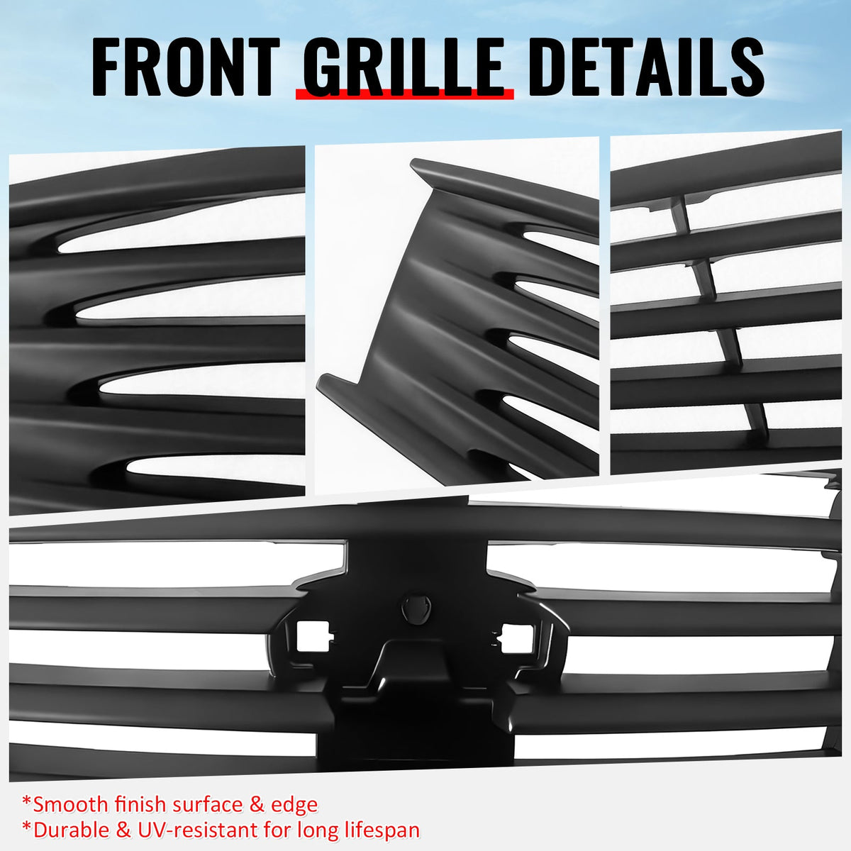 2008-2013 Infiniti G37 Coupe & 2014-2015 Q60 OE Style Front Bumper Upper Grille Replacement Matte Black ABS