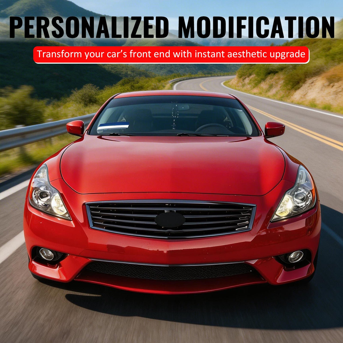 2008-2013 Infiniti G37 Coupe & 2014-2015 Q60 OE Style Front Bumper Upper Grille Replacement Matte Black ABS