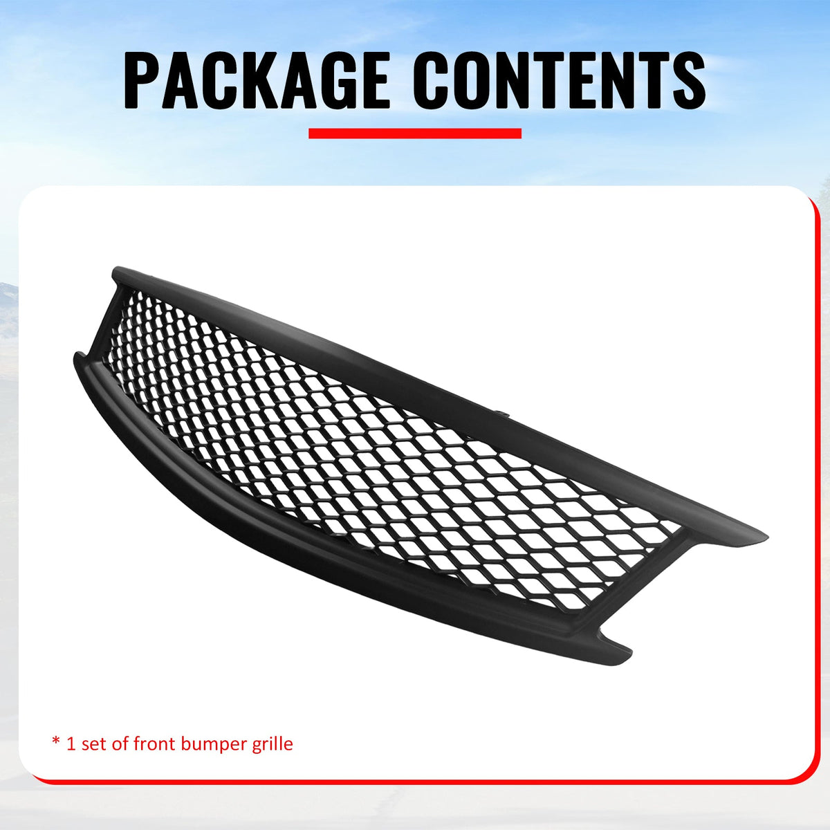 2010-2015 Infiniti G37 G25 Q40 Sedan Honeycomb Style Front Bumper Upper Grille Replacement Matte Black ABS