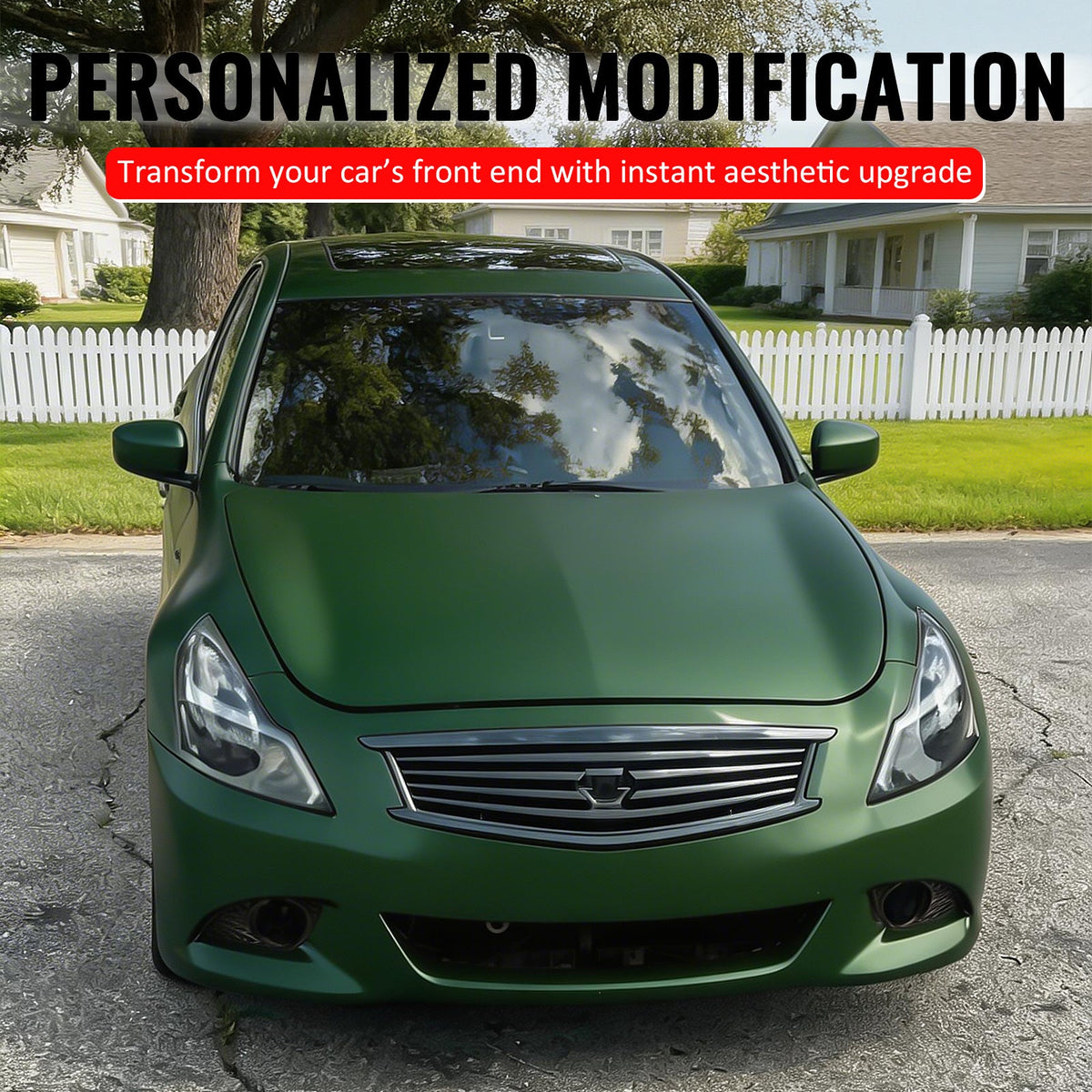 2010-2015 Infiniti G37 G25 Q40 Sedan OE Style Front Bumper Upper Grille Replacement Gloss Black ABS