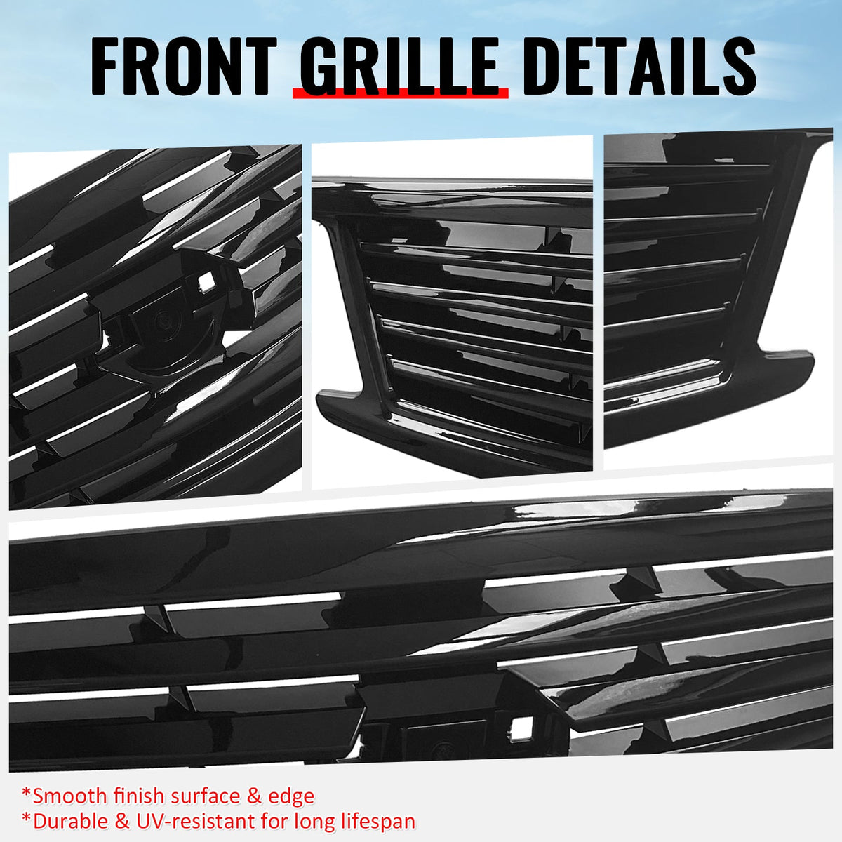 2010-2015 Infiniti G37 G25 Q40 Sedan OE Style Front Bumper Upper Grille Replacement Gloss Black ABS