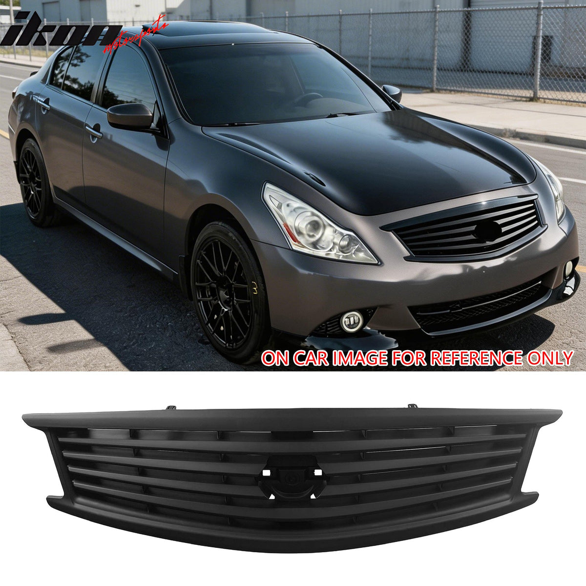 2010-2015 Infiniti G37 G25 Q40 Sedan OE Style Front Bumper Upper Grille Replacement Matte Black ABS